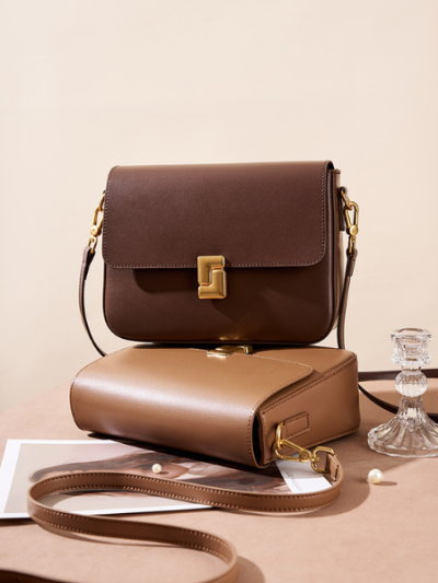 Minimalist Structured Brown Crossbody Bag - Zoey
