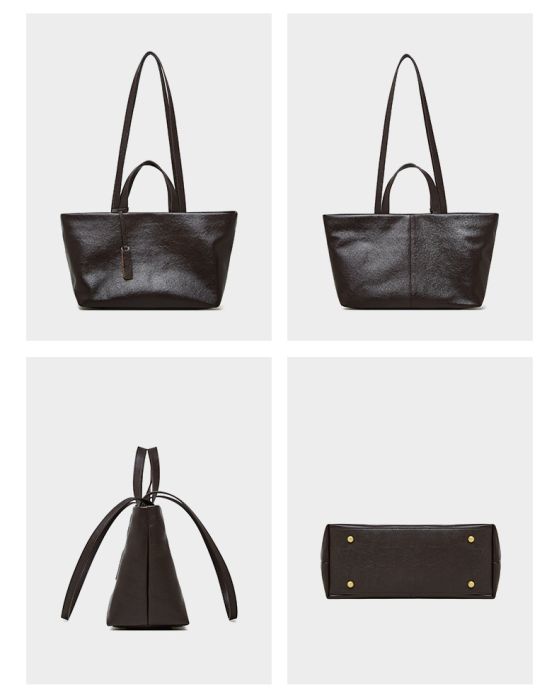 Large Stylish Black Leather Tote Bag - Leather Bag 009