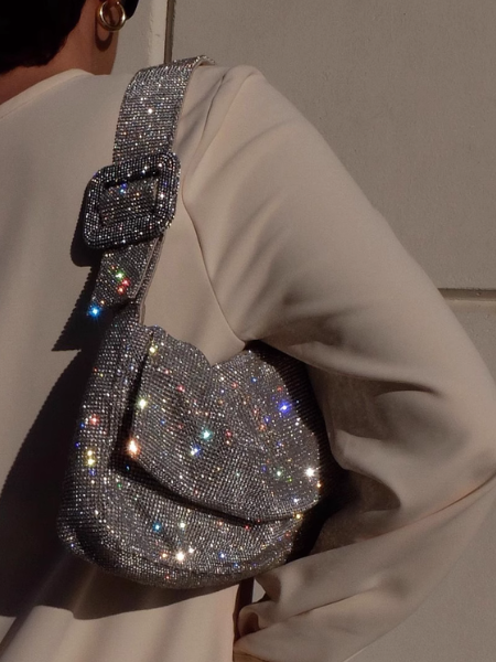 Glamorous Crystal-Embellished Shoulder Bag - Dazzling 002