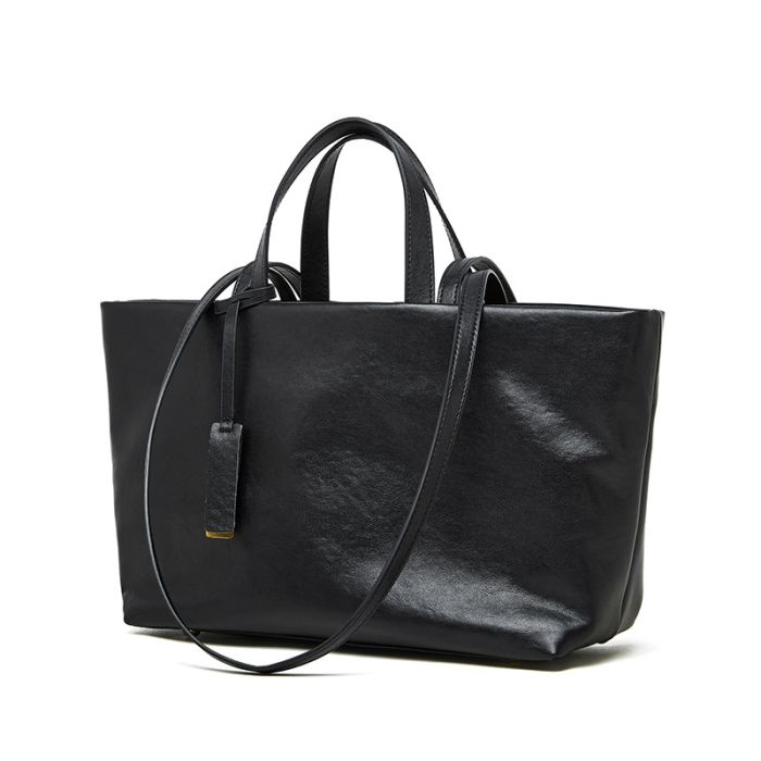 Large Stylish Black Leather Tote Bag - Leather Bag 009