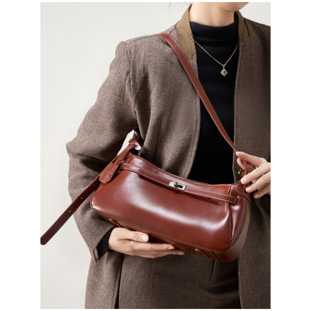 Elegant Leather Shoulder Bag - Leather Bag 034