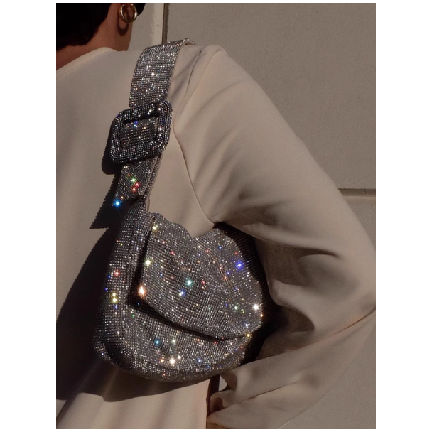 Glamorous Crystal-Embellished Shoulder Bag - Dazzling 002