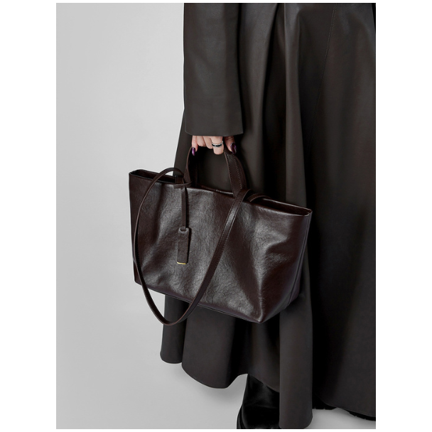 Large Stylish Black Leather Tote Bag - Leather Bag 010