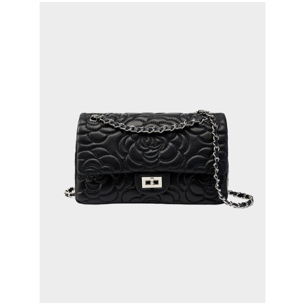 Quilted Floral Leather Shoulder Bag - Leather Bag 004