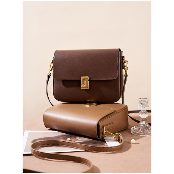 Minimalist Structured Brown Crossbody Bag - Zoey