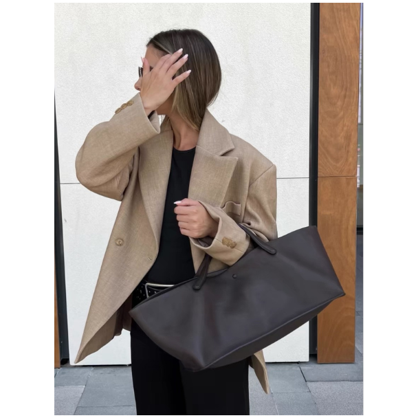 Elegant Black Leather Top-Handle Bag - Leather Bag 012