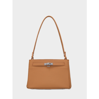 Elegant Black Leather Shoulder Bag - Debby