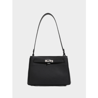 Elegant Black Leather Shoulder Bag - Leather Bag 008