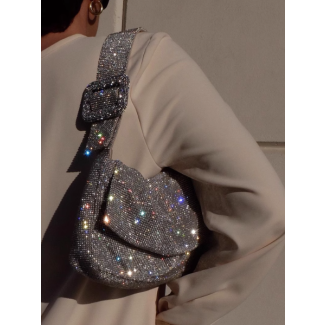 Glamorous Crystal-Embellished Shoulder Bag - Dazzling 002
