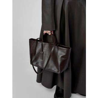 Large Stylish Black Leather Tote Bag - Leather Bag 010