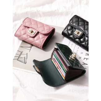 Elegant Quilted Leather Cardholder - Card Holder 002