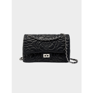 Quilted Floral Leather Shoulder Bag - Leather Bag 004