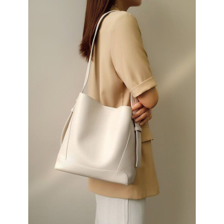 Stylish Leather Bucket Shoulder Bag - Leather Bag 018