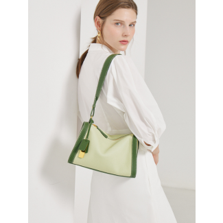 Green Leather Shoulder Bag - Debra