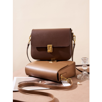 Minimalist Structured Brown Crossbody Bag - Zoey