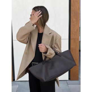 Elegant Black Leather Top-Handle Bag - Leather Bag 012