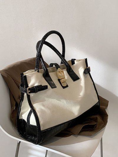 Work travel handbag shoulderbag crossbody bag for woman white/black - Sabrina