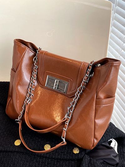 Large woman shoulder bag crossbody purse work travel handbag white/black/green/caramel - Lydia