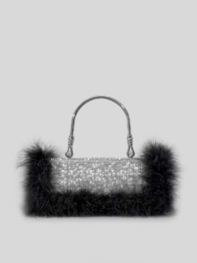 Ostrich feather crystal diamond rhinestone evening purse handbag for woman - Giselle