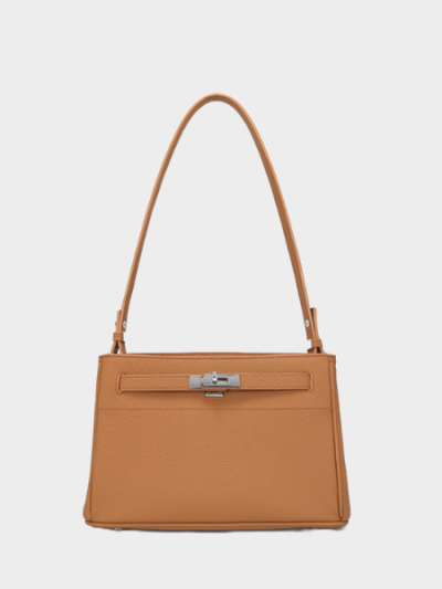 Elegant Black Leather Shoulder Bag - Leather Bag 007