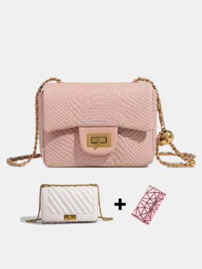 Designer inspired imitated snakeskin mini shoulderbag slingbag for women pink/white/black - Ember