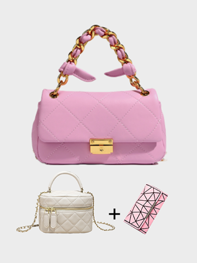 Designer inspired quilted mini top handle flapbag for ladies - Della