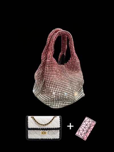 Designer inspired gradient shinning diamond crystal bag evening purse - Elle