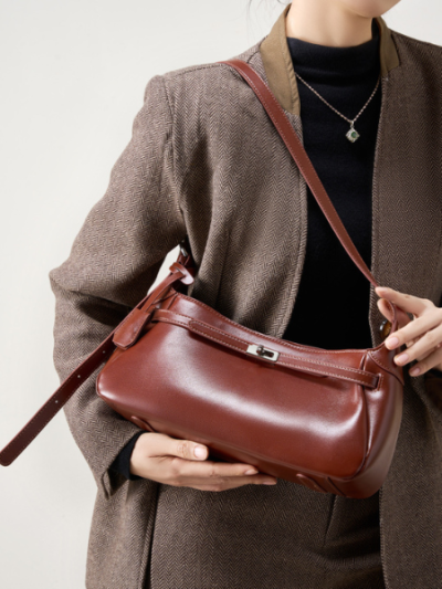 Elegant Leather Shoulder Bag - Leather Bag 034