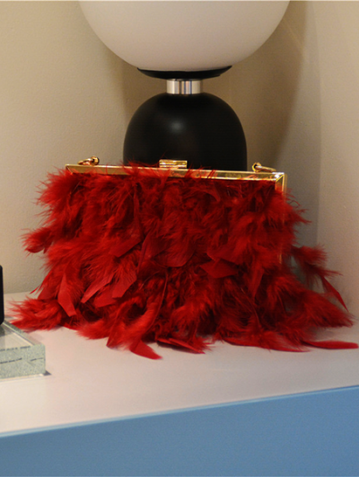 Elegant flamingo feather fairy bag evening dinner party clutch sling bag - Summer