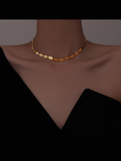 Elegant simple design choker luxury necklace stainless steel 316L gold plated - Niki