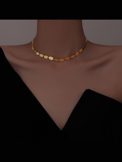 Collier ras du cou de luxe au design simple et élégant en acier inoxydable plaqué or 316L - Niki