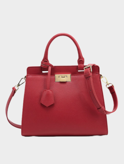 Designer inspired handbag stachel lateral poches shoulderbag for women red/black/caramel - Claire 