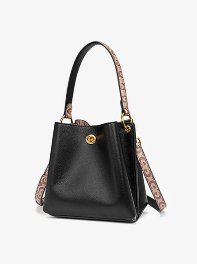 Large size lateral poche designer buckle bag shoulder crossbody bag for woman black/white/pink - Marley 