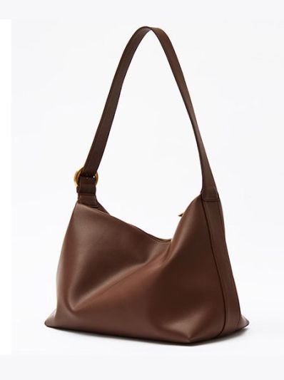 Large soft genuine leather tote bag crossbody shoulder bag for women brown/black - Maya