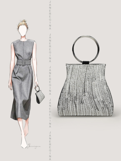 Luxury designer pearl crystal evening purse fashion bag silver/gold - Alexis 