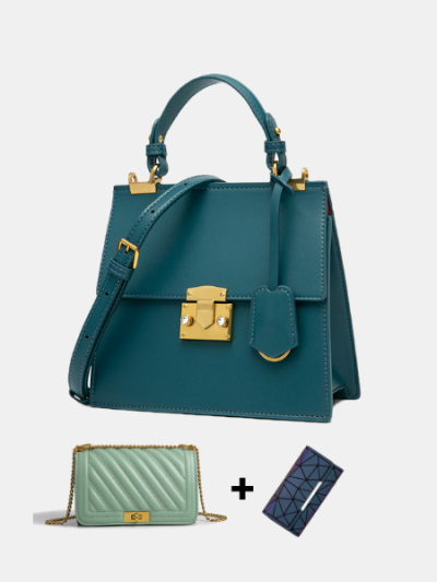 Luxury designer top handle bag women shoulderbag crossbody purse vintage style black/white/blue - Amira 