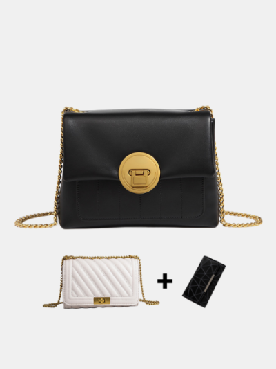 Luxury vintage style designer bag shoulderbag for women black/white/purple - Gigi
