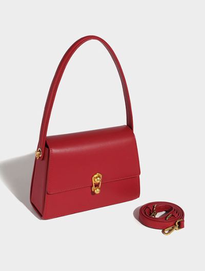 Sac bandoulière femme sac à main style vintage rouge/noir/caramel- Hazel