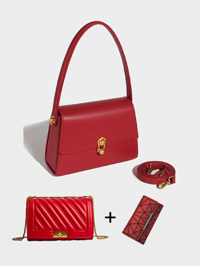 Luxury vintage style medium size underarm bag for women classic shoulder bag black/red/brown- Hazel