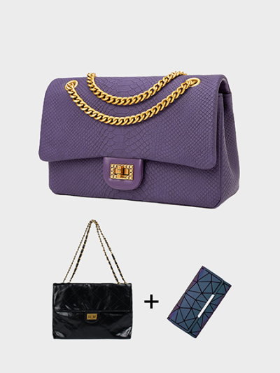 Woman chain shoulder bag designer inspired sling bag handbag purse crossbody bag purple - Presley 
