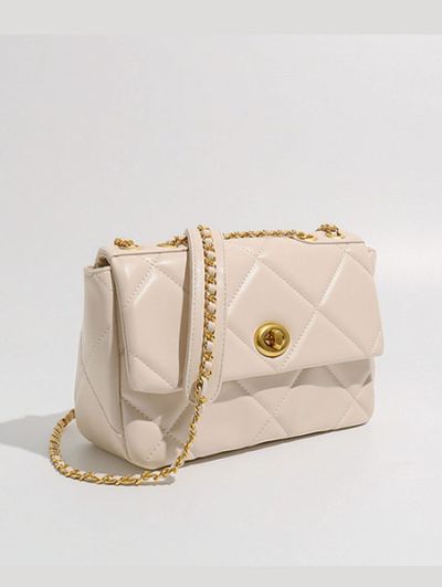 Medium size quilted flapbag women shoulder bag satchel black/white - Josie