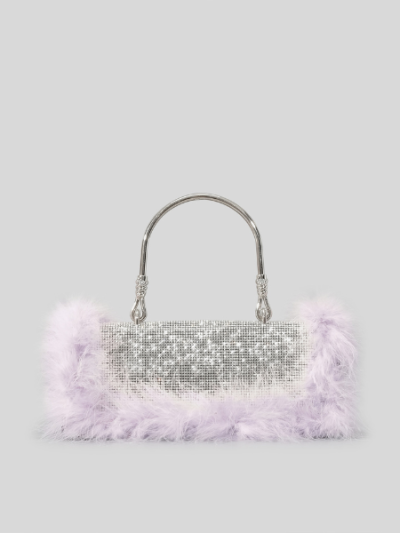 Ostrich feather crystal diamond rhinestone evening purse handbag for woman white/pink/purple/blue/black/silver- Dream