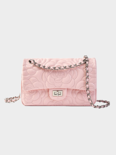 Quilted Floral Leather Shoulder Bag - Leather Bag 005