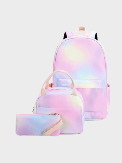 Rainbow school backpack 3 pieces set for girls: large backpack + lunch box bag + pencil bag - London
