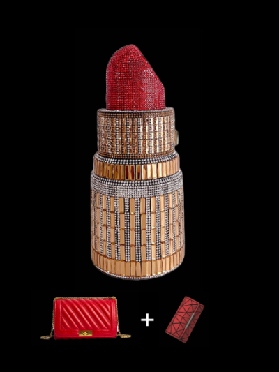 Sexy lipstick clutch bag evening crystal purse - Collins 
