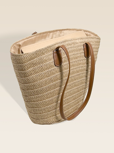 Grand sac de plage sac de paille beige - Georgina