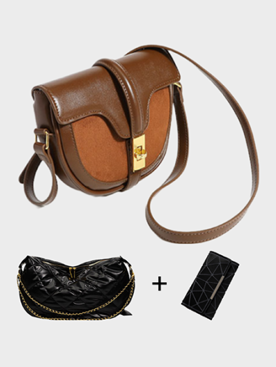 Saddle bag sling bag for women shoulderbag mini crossbody bag caramel/marron- Zayla