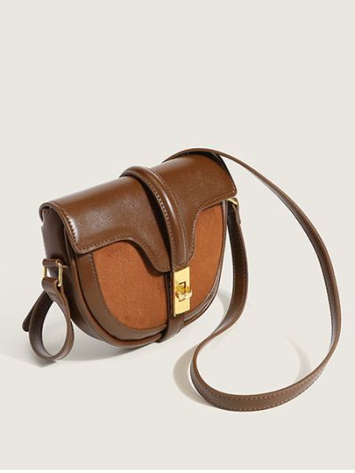Saddle bag sling bag for women shoulderbag mini crossbody bag caramel/marron- Zayla