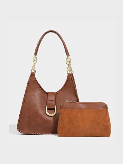 Women shoulder work bag handbag weekend bag with make up bag purse black/brown/caramel - Vida