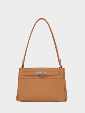 Elegant Black Leather Shoulder Bag - Debby